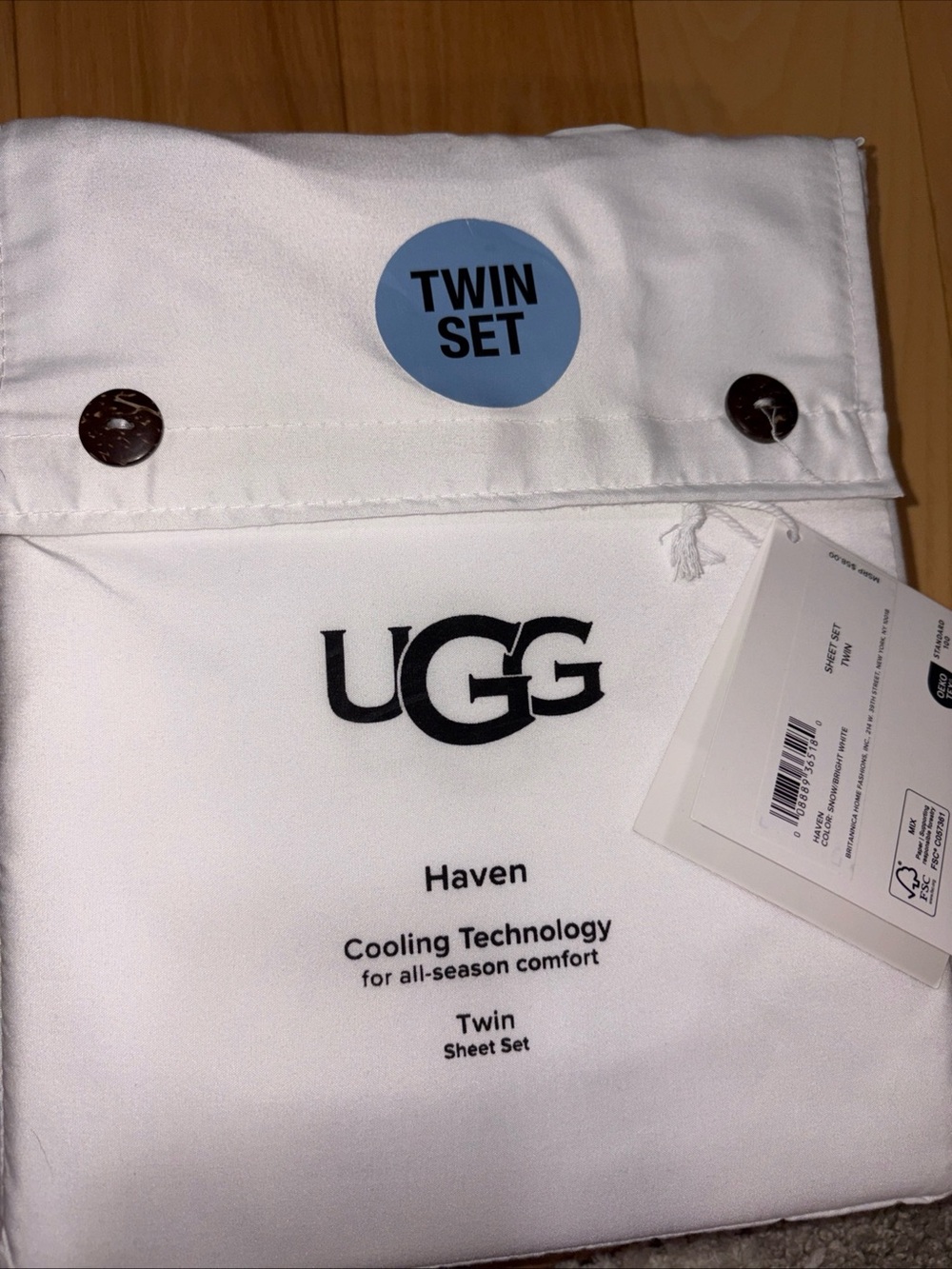 NWT UGG White Haven Twin Sheet Set Cooling Technology Super Soft